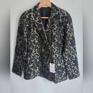 New ROBERT GRAHAM Black and Gold Jacquard Women's Jacket